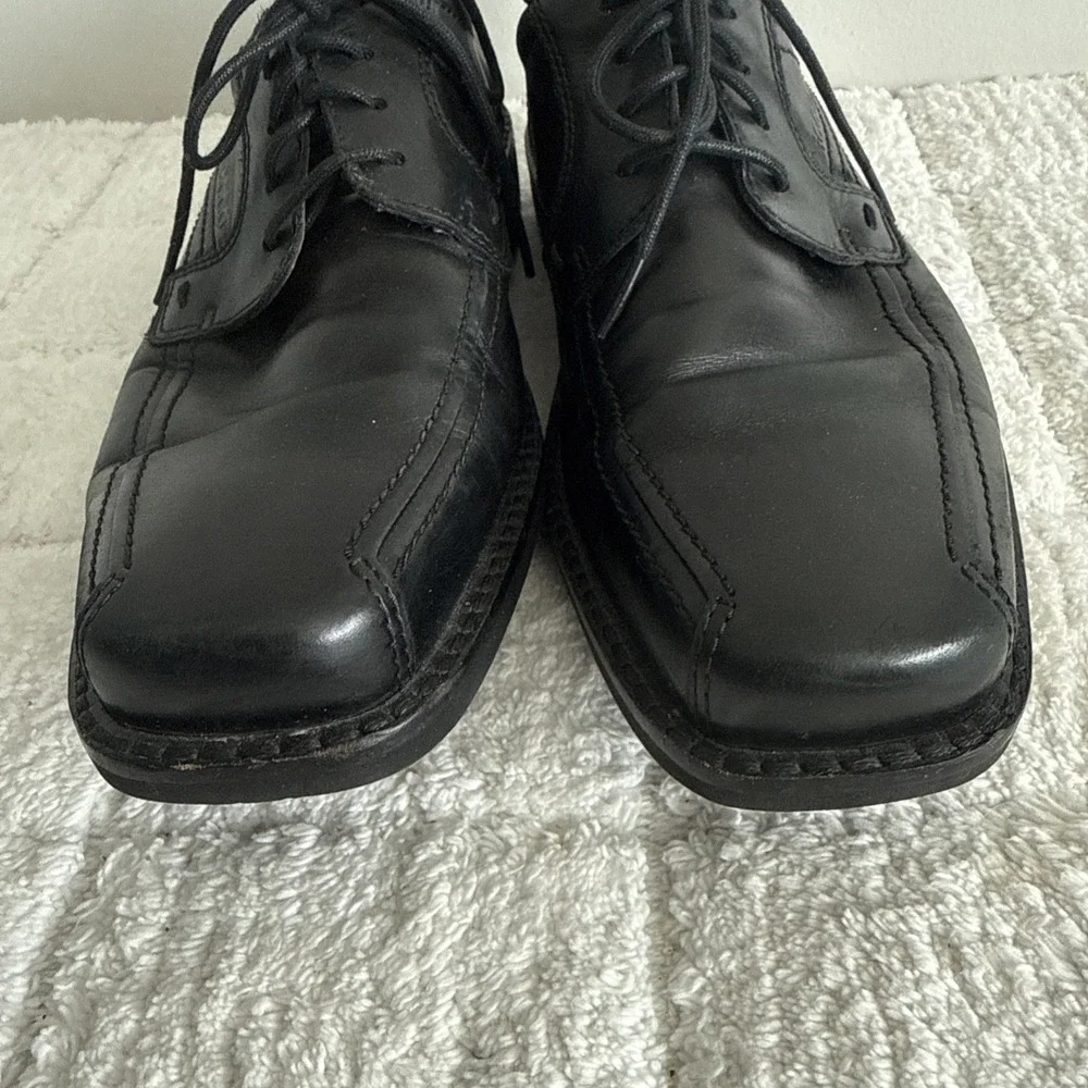Ecco Mens Black Leather Dress Shoes Size 43 US 9.5 Lace Up Arch Support Career